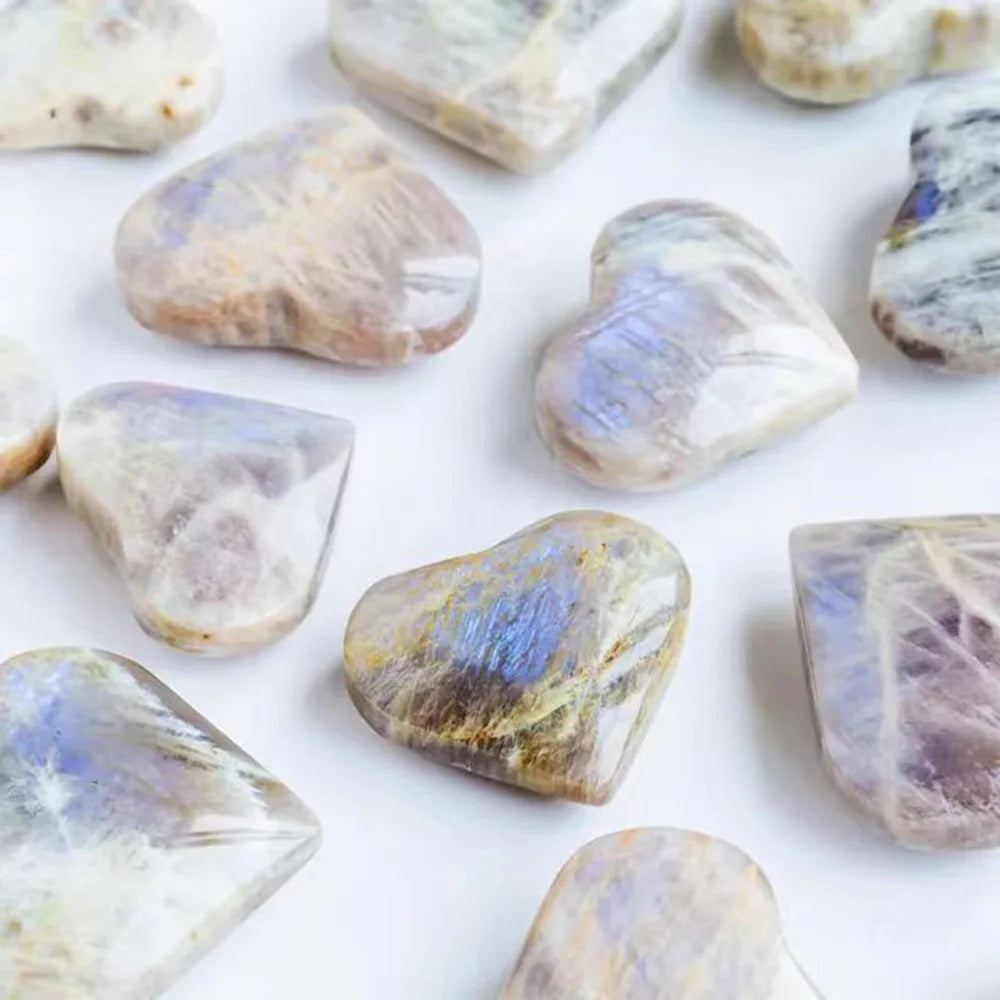 1 seltener blauer Mondstein, Herz Mondstein, natürlicher angefertigter Edelstein