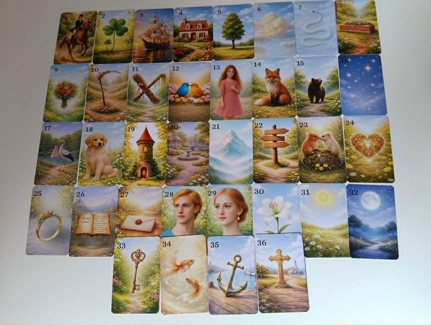 Märchenzauber Lenormand Karten – 36 Orakelkarten OHNE 20 Zusatzkarten mit Samtbeutel (2 Größen) – Hochwertiges Kartenlegen Deck – Spirituelles Geschenk