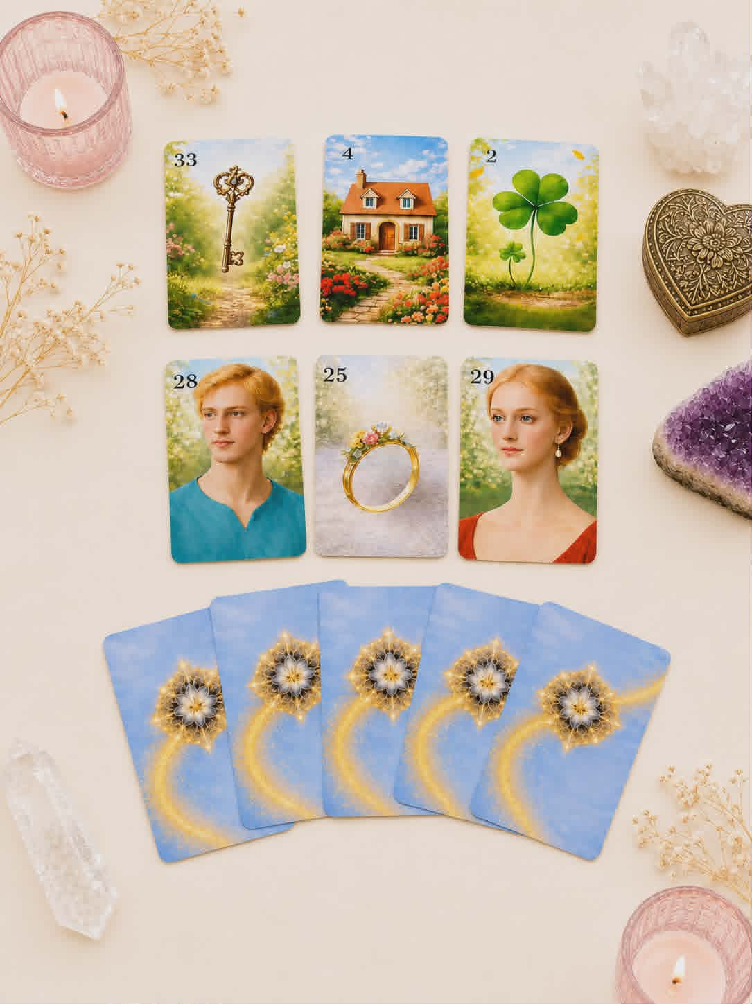 Märchenzauber Lenormand Karten – 36 Orakelkarten OHNE 20 Zusatzkarten  mit Samtbeutel (2 Größen) – Hochwertiges Kartenlegen Deck – Spirituelles Geschenk