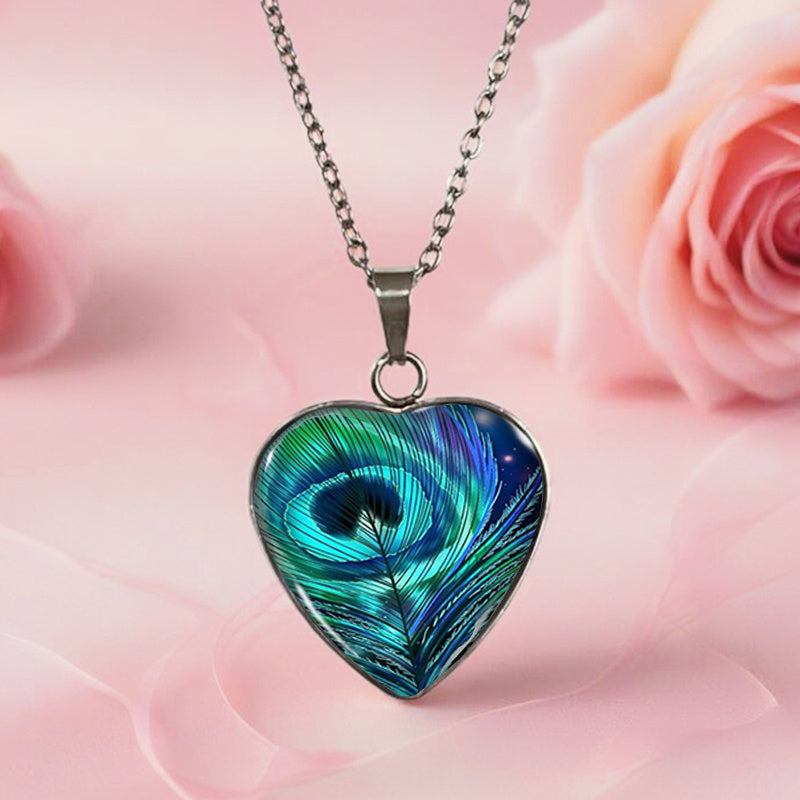 HALSKETTE MIT PFAUENFEDERHERZ