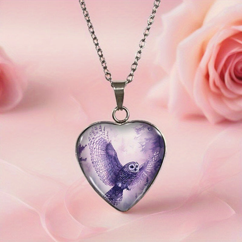 HALSKETTE MIT LILA EULENHERZ – ANHÄNGER