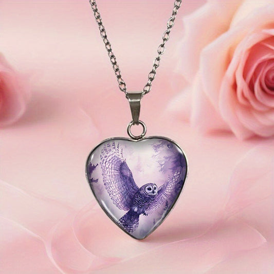 HALSKETTE MIT LILA EULENHERZ – ANHÄNGER