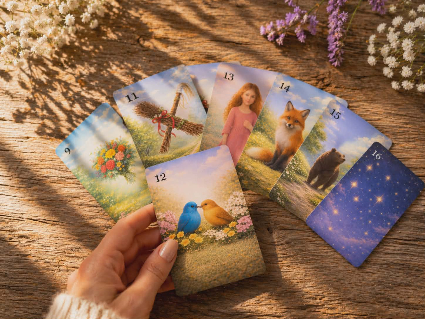 Märchenzauber Lenormand Karten – 36 Orakelkarten OHNE 20 Zusatzkarten  mit Samtbeutel (2 Größen) – Hochwertiges Kartenlegen Deck – Spirituelles Geschenk