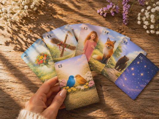 Märchenzauber Lenormand Karten – 36 Orakelkarten OHNE 20 Zusatzkarten  mit Samtbeutel (2 Größen) – Hochwertiges Kartenlegen Deck – Spirituelles Geschenk