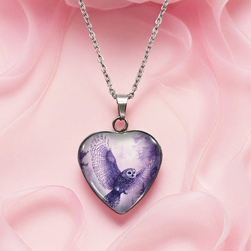 HALSKETTE MIT LILA EULENHERZ – ANHÄNGER