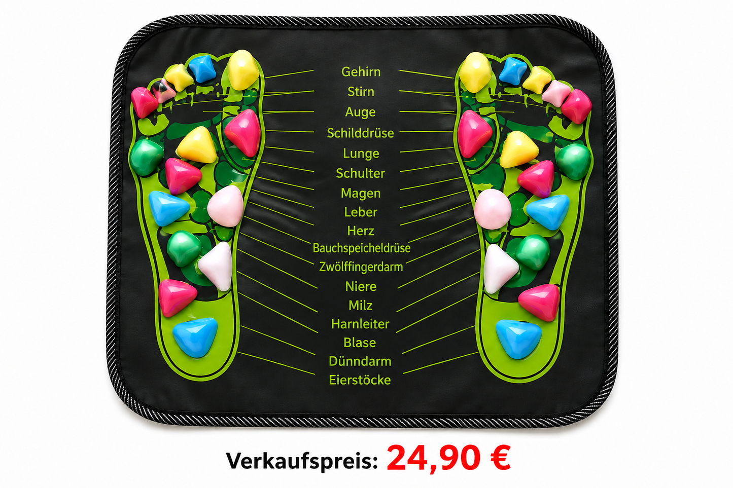 Fußmassage-Matte Kompakt 35 × 35 cm – Massagepunkte für entspannte Füße