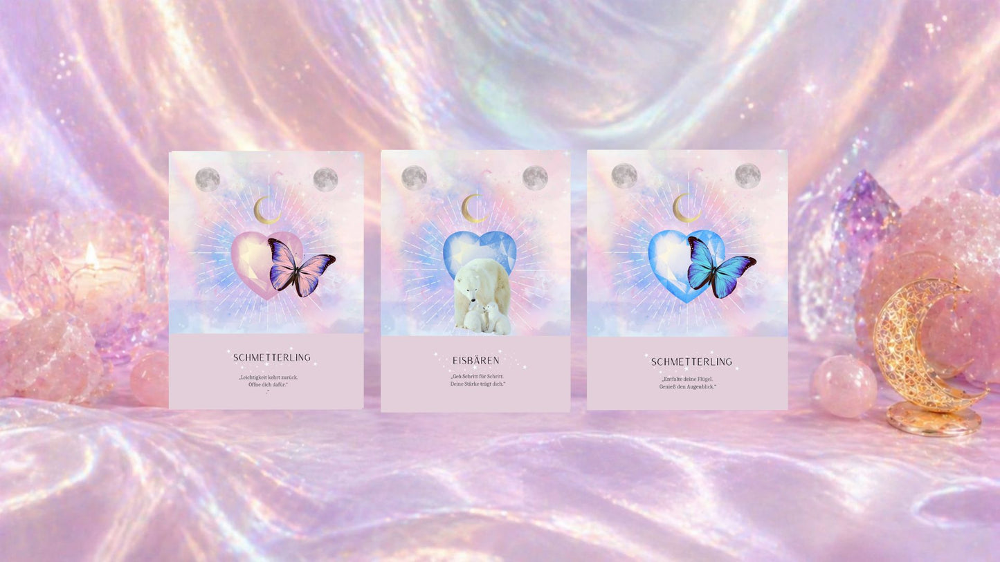 Krafttierkarten Deck „Herzensweisheiten der Krafttiere“ – 44 Karten, spirituelle Orakelkarten, Intuition stärken