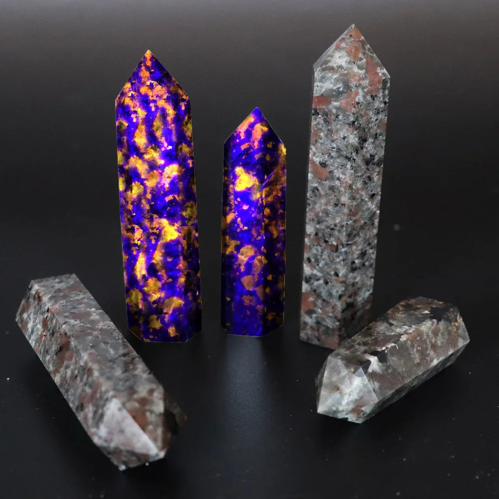 Natural Crystals Tower Firestones Phosphorescence Powerful Energy Yooperlite Crystal and Stone Wand Healing Spiritual Witchcraft