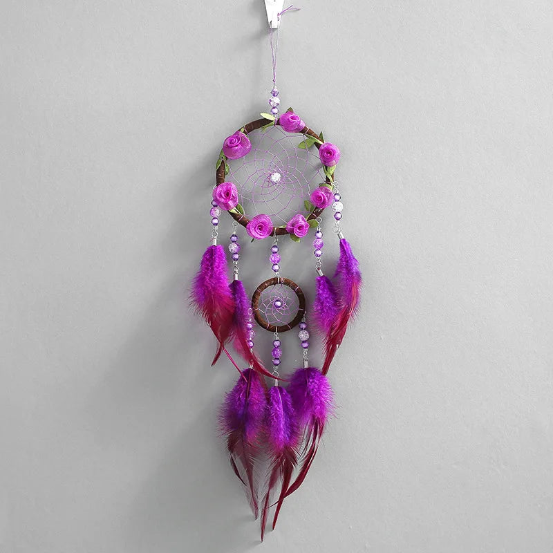 Glyzinien Wind Chime Anhänger Kreative Feather Dream Catcher Schlafzimmer Wohnzimmer Home Dekoration Herz Ornamente