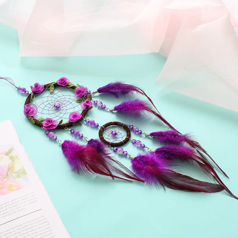 Glyzinien Wind Chime Anhänger Kreative Feather Dream Catcher Schlafzimmer Wohnzimmer Home Dekoration Herz Ornamente