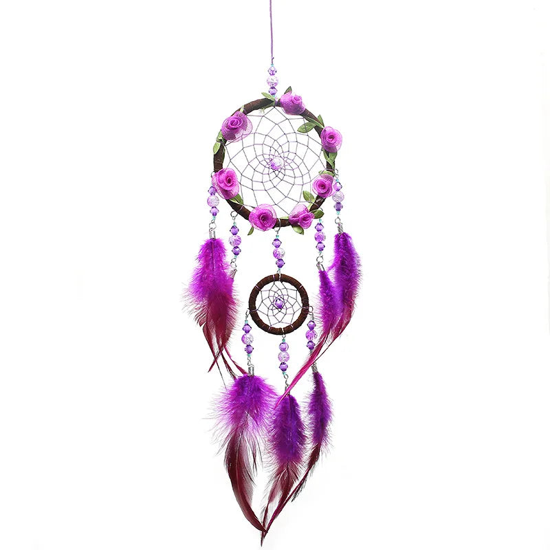 Glyzinien Wind Chime Anhänger Kreative Feather Dream Catcher Schlafzimmer Wohnzimmer Home Dekoration Herz Ornamente