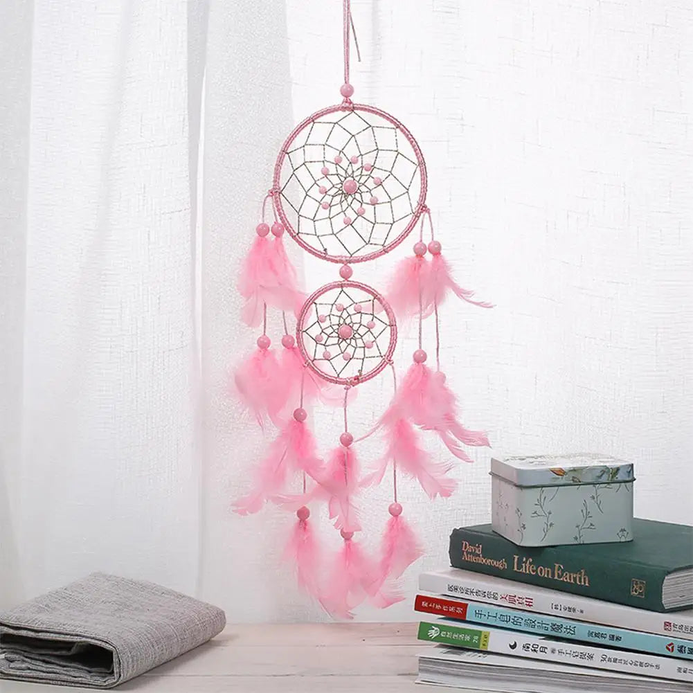 Pink Dream Catcher Girls Dreamlike Feather Dreamcatcher Home Room Decor Pink Series Pendant Car Ornaments For Girlfriend Gifts