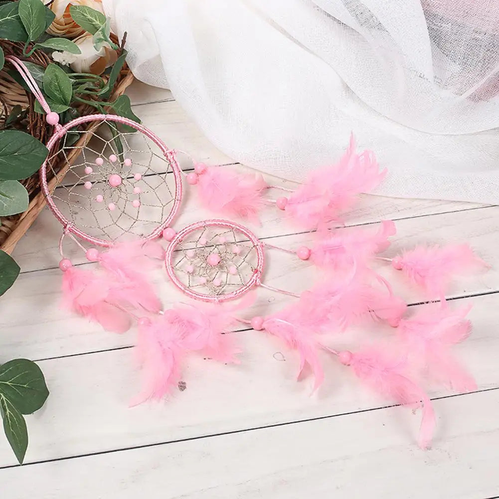 Pink Dream Catcher Girls Dreamlike Feather Dreamcatcher Home Room Decor Pink Series Pendant Car Ornaments For Girlfriend Gifts