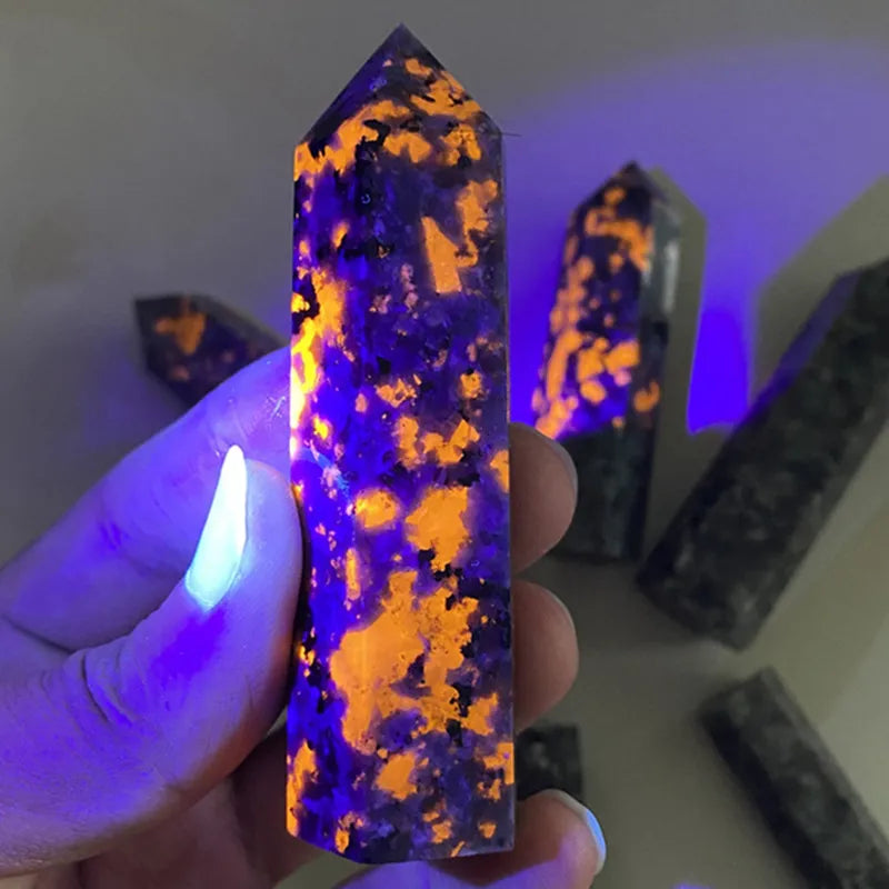 Natural Crystals Tower Firestones Phosphorescence Powerful Energy Yooperlite Crystal and Stone Wand Healing Spiritual Witchcraft