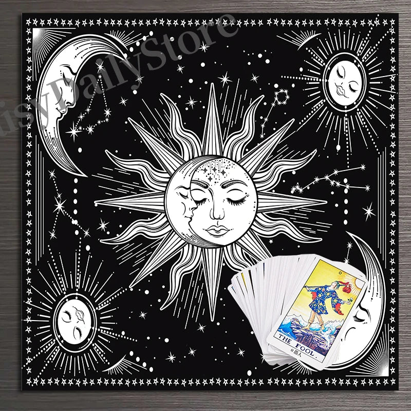 Sonne Mond Tarot Tisch Altar Tuch Metaphysische Bord Spiel Matte Pendel Wahrsagerei Altar Tischdecke Bord Spiel Karte Pad Geschenk