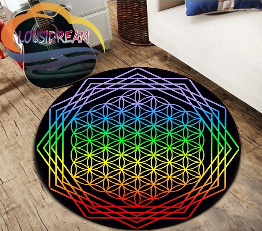 Sacred Planet Geometry Flower of Life Round Child Cushion Bedroom Floor Mat Computer Chair Area Decoration carpets bed room