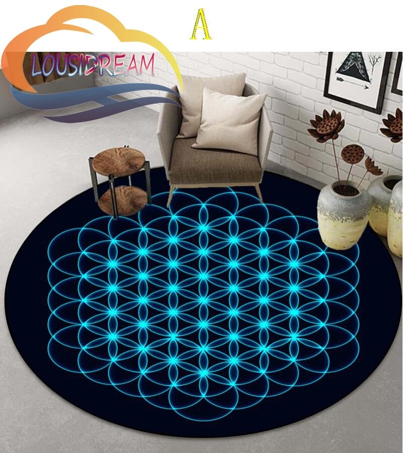 Sacred Planet Geometry Flower of Life Round Child Cushion Bedroom Floor Mat Computer Chair Area Decoration carpets bed room