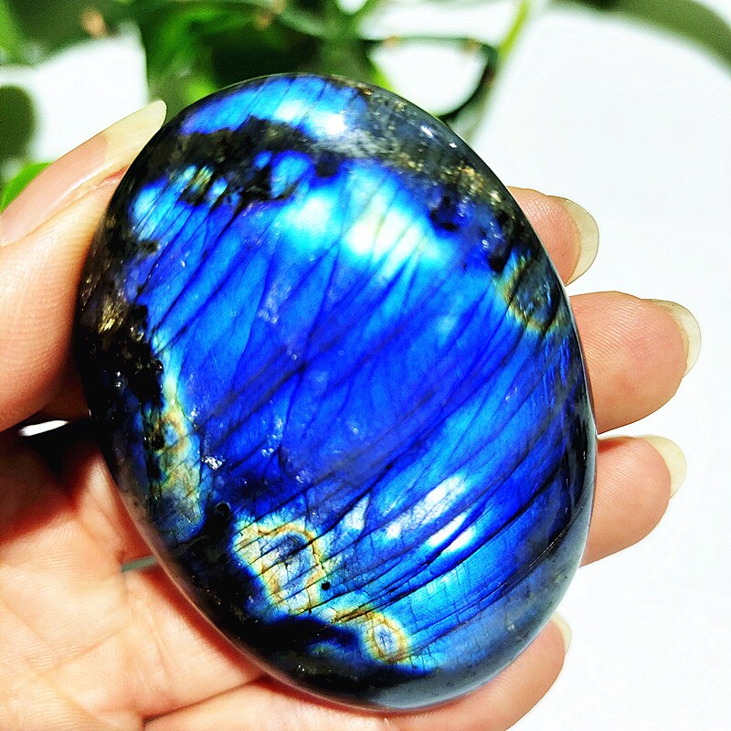 Natural labradorite stone crystal palm stones plaything healing crystals and home decoration