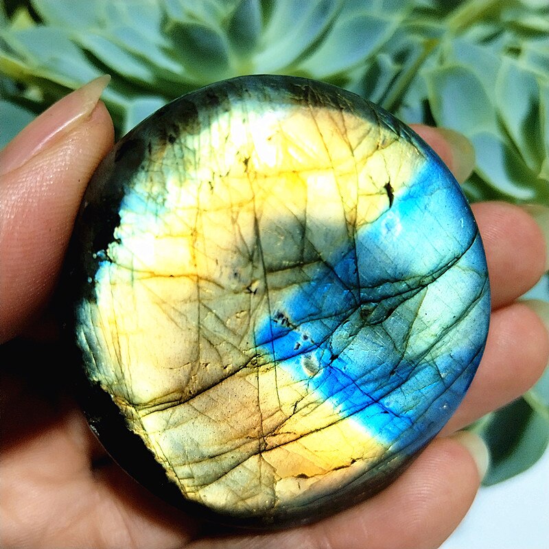 Natural labradorite stone crystal palm stones plaything healing crystals and home decoration