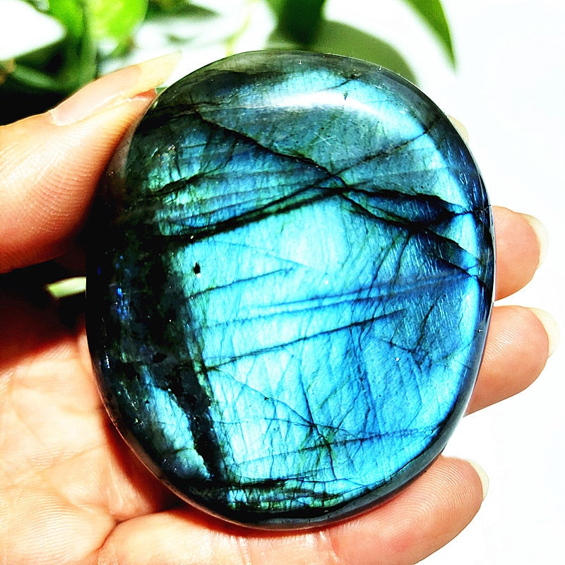 Natural labradorite stone crystal palm stones plaything healing crystals and home decoration