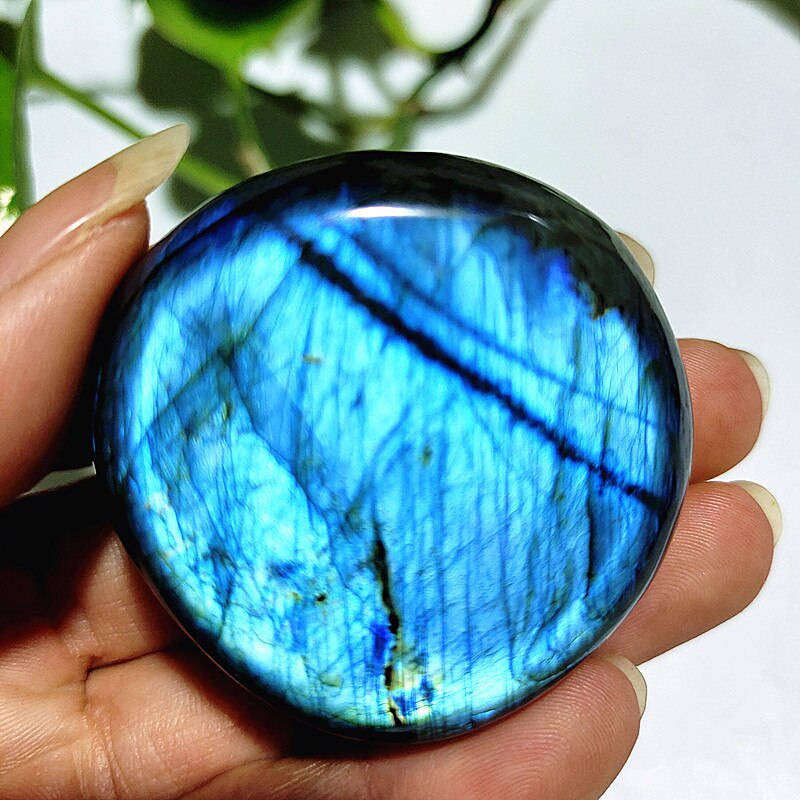 Natural labradorite stone crystal palm stones plaything healing crystals and home decoration