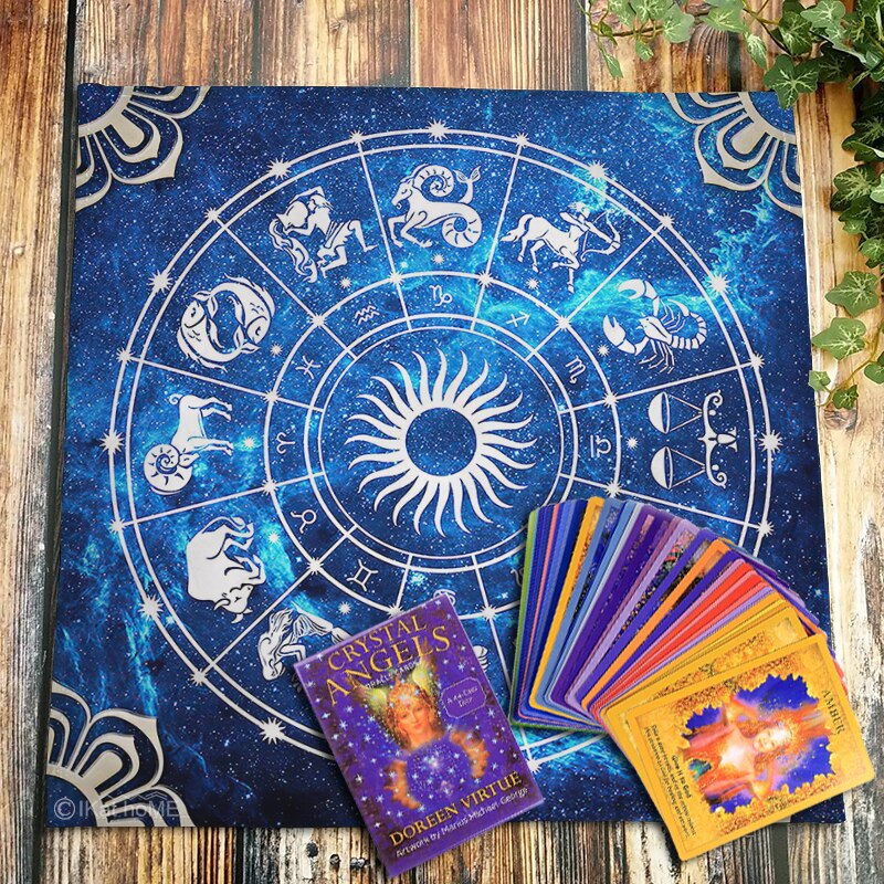 TAROT TISCHDECKE 12 KONSTELLATIONEN HELLES BLAU