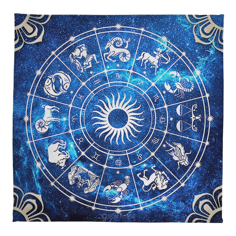TAROT TISCHDECKE 12 KONSTELLATIONEN HELLES BLAU