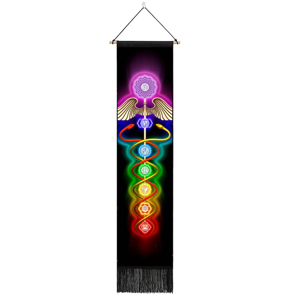 Sieben Chakra-Wandteppiche, Hippie-Mandala-Chakren-Wandbehang, Yoga-Meditation-Wandteppiche für spirituelle Raumdekoration, 12.8 "x 51.2"