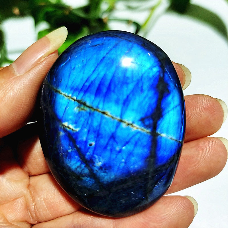 Natural labradorite stone crystal palm stones plaything healing crystals and home decoration