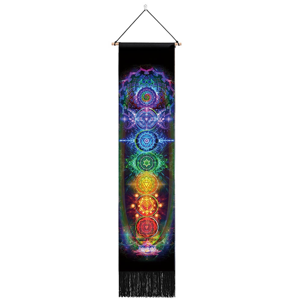 Sieben Chakra-Wandteppiche, Hippie-Mandala-Chakren-Wandbehang, Yoga-Meditation-Wandteppiche für spirituelle Raumdekoration, 12.8 "x 51.2"