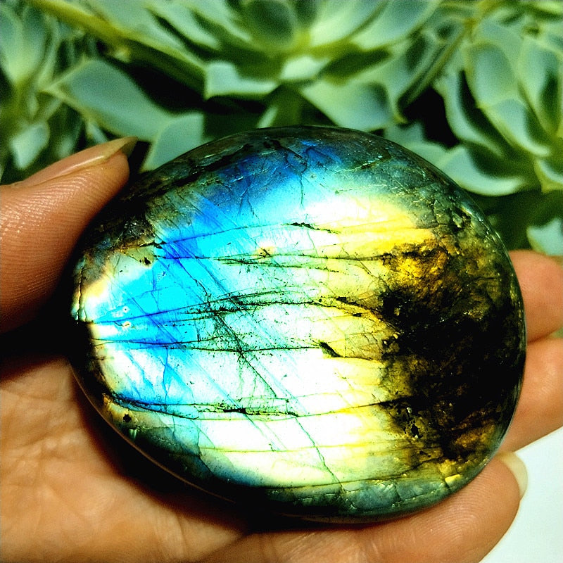 Natural labradorite stone crystal palm stones plaything healing crystals and home decoration