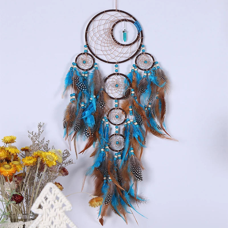 Handarbeit Indian Dream Catcher Rattan Perle Federn Traum Fänger Wand Hängen Hause Dekoration Hängen Ornament Dreamcatchers