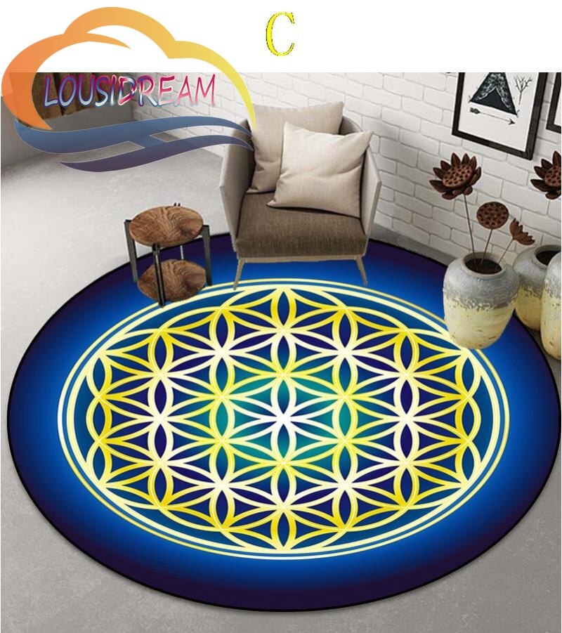 Sacred Planet Geometry Flower of Life Round Child Cushion Bedroom Floor Mat Computer Chair Area Decoration carpets bed room