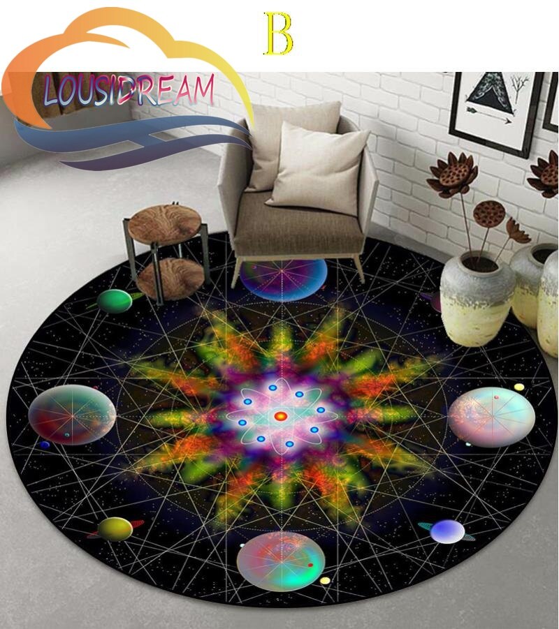 Sacred Planet Geometry Flower of Life Round Child Cushion Bedroom Floor Mat Computer Chair Area Decoration carpets bed room