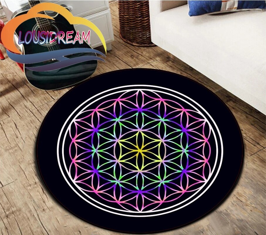 Sacred Planet Geometry Flower of Life Round Child Cushion Bedroom Floor Mat Computer Chair Area Decoration carpets bed room