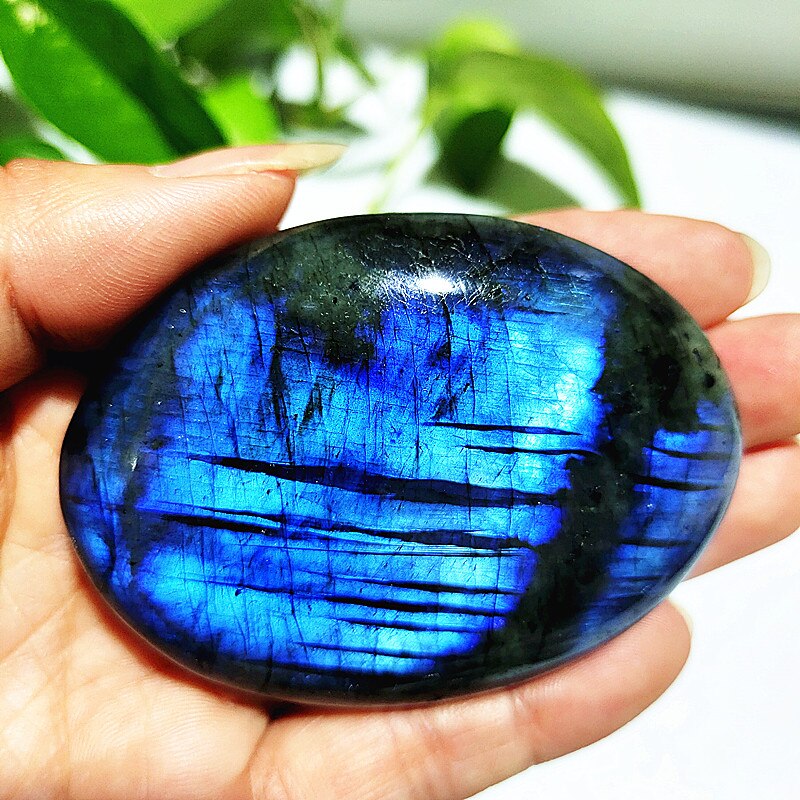 Natural labradorite stone crystal palm stones plaything healing crystals and home decoration