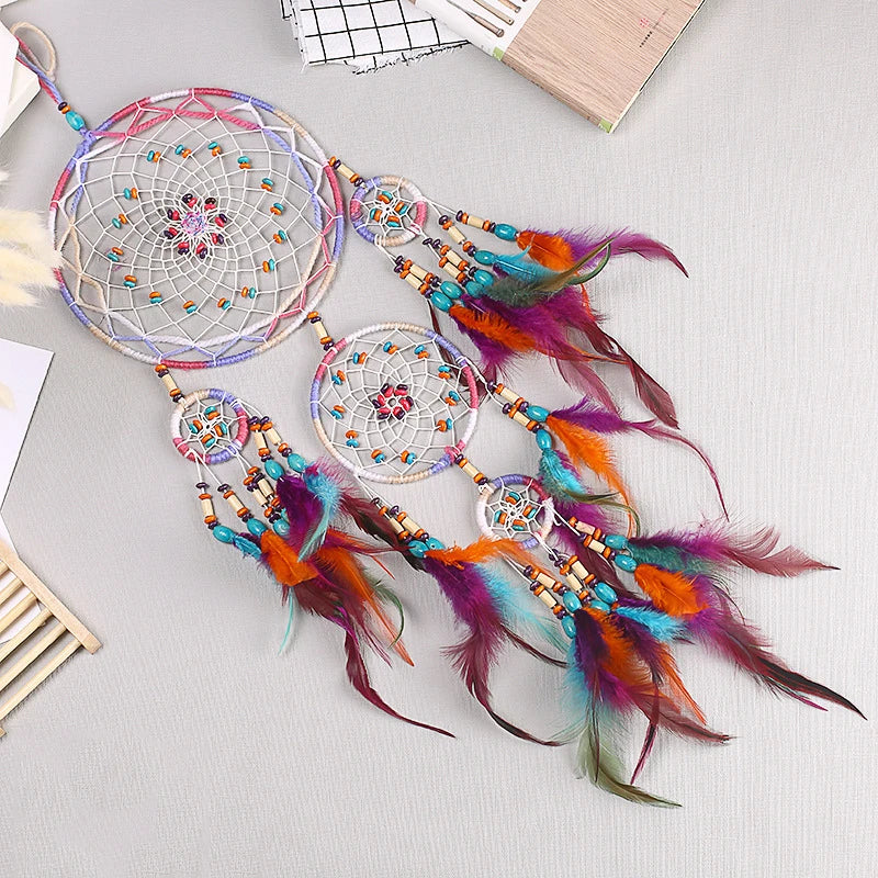 Indische Natürliche Feder Traumfänger  Kunst Room Home Dekoration Reine Handarbeit Dreamcatcher Ornament, Geschenkidee