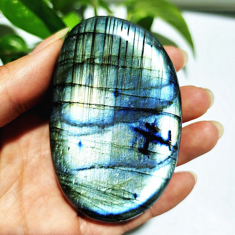 Natural labradorite stone crystal palm stones plaything healing crystals and home decoration