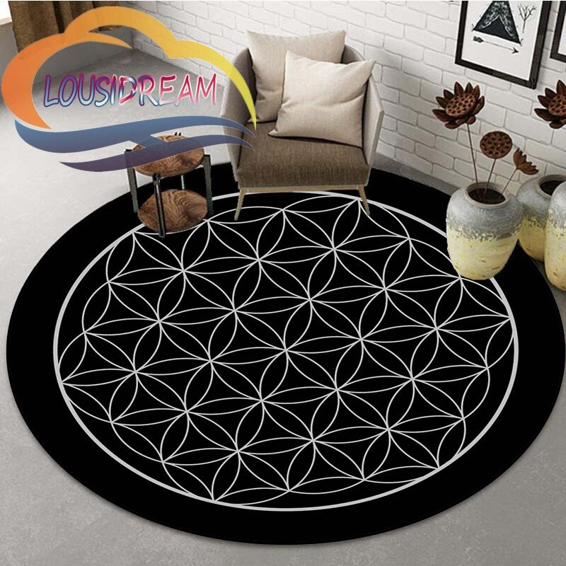 Sacred Planet Geometry Flower of Life Round Child Cushion Bedroom Floor Mat Computer Chair Area Decoration carpets bed room