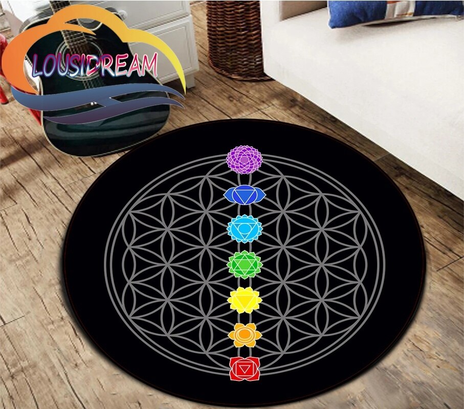 Sacred Planet Geometry Flower of Life Round Child Cushion Bedroom Floor Mat Computer Chair Area Decoration carpets bed room