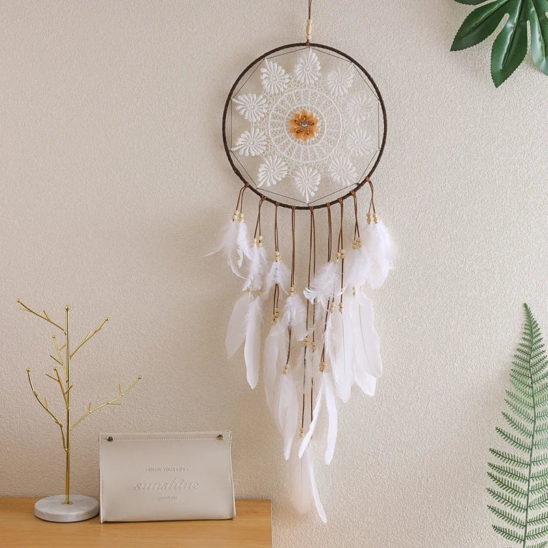 Room Wall Decoration Handmade Dreamcatcher Hanging Decor Feathers Crafts Boho Living Room Decor Wall Hanging For Girl Gifts