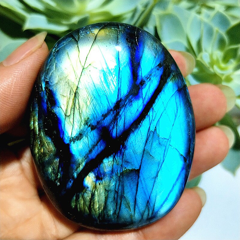 Natural labradorite stone crystal palm stones plaything healing crystals and home decoration