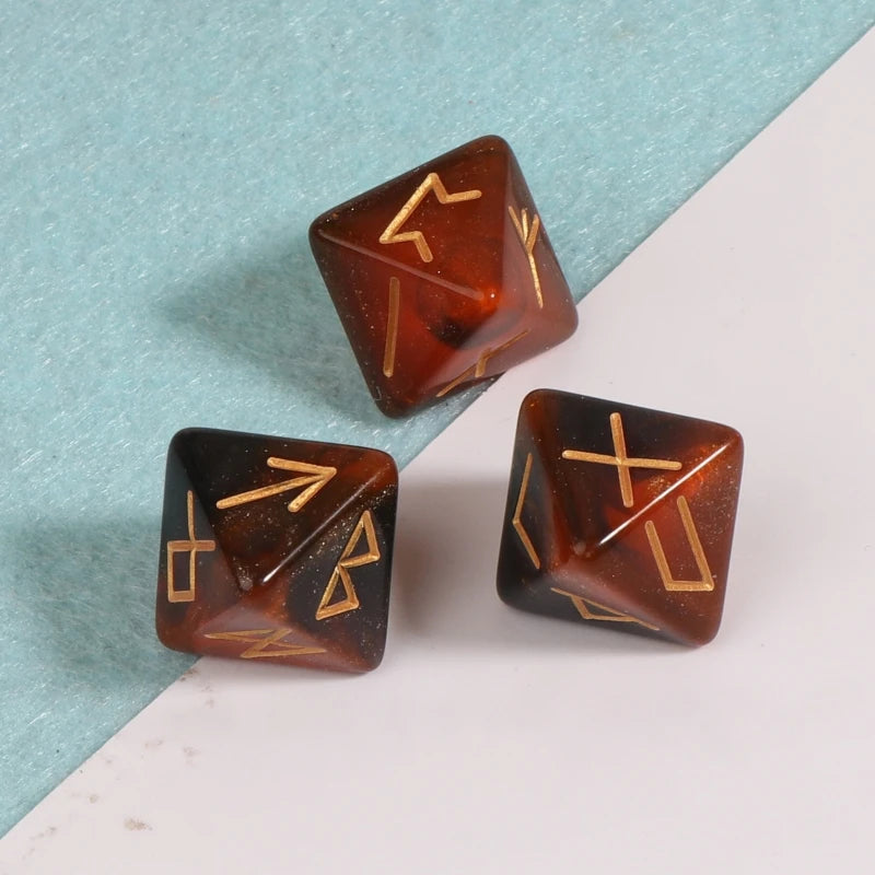 3 Pcs 8-Seitige Rune Dice Polyhedral Würfel Acryl Astrologisches Würfel Brettspiel Würfel Konstellation Divination Zubehör