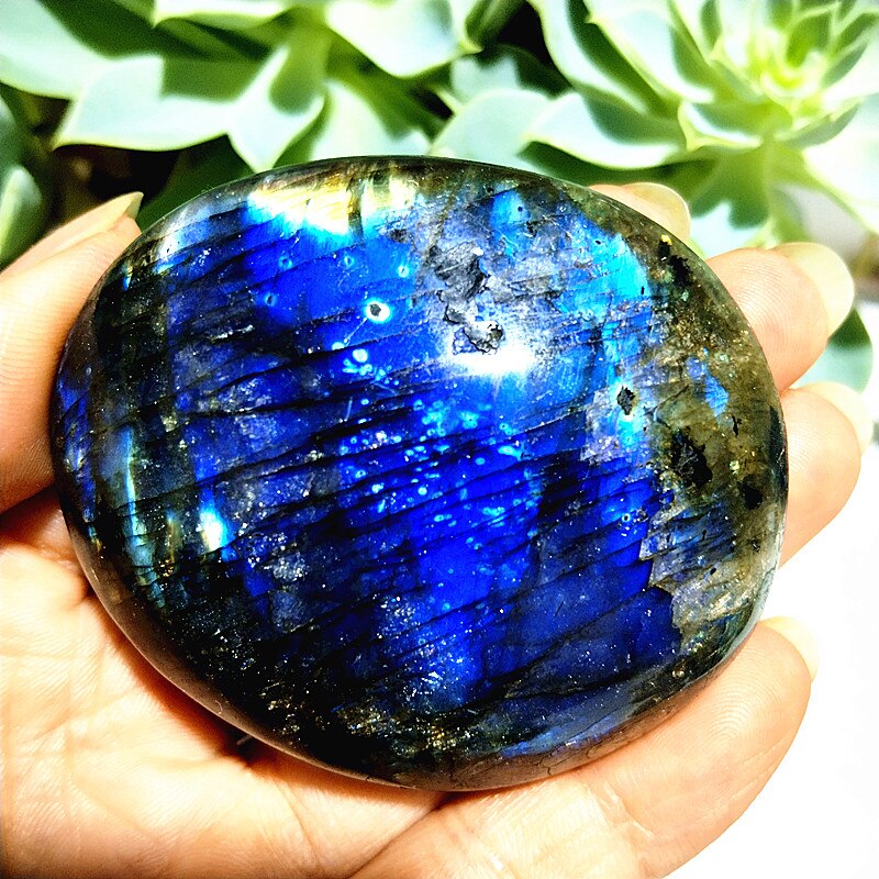 Natural labradorite stone crystal palm stones plaything healing crystals and home decoration