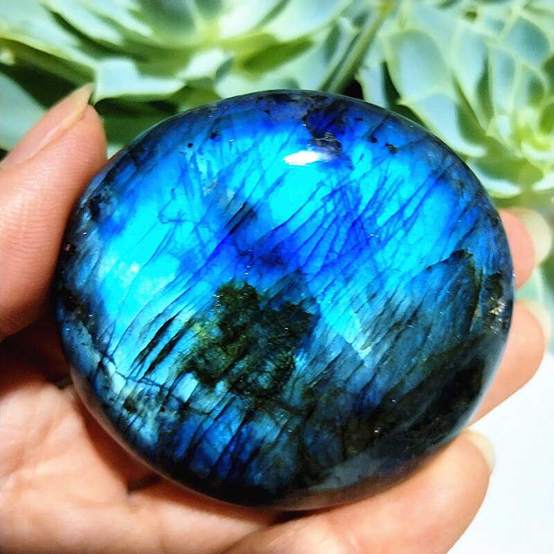 Natural labradorite stone crystal palm stones plaything healing crystals and home decoration