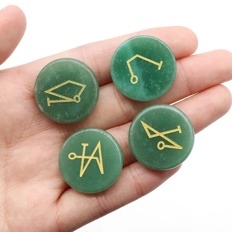 4 Stücke natürliche Kristallsteine Cho Ku Rei Symbol Heiligen, Spiritual Healing Edelsteine Rune Energie Amulett 7 Reiki Chakra Rock, Quarz 