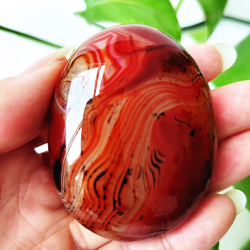 Natural Lace Stone Sardonyx Agate Palm Hand Play Witchcraft Supplies Meditation Spiritual Decor Home Decoration Healing Crystals