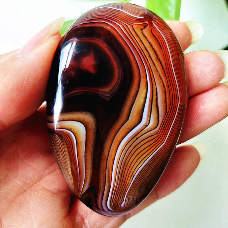 Natural Lace Stone Sardonyx Agate Palm Hand Play Witchcraft Supplies Meditation Spiritual Decor Home Decoration Healing Crystals