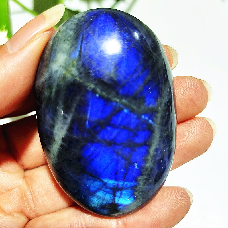 Natural labradorite stone crystal palm stones plaything healing crystals and home decoration