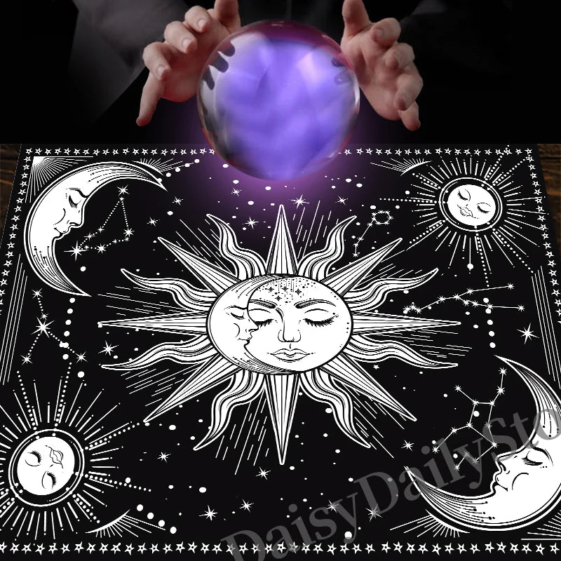 Sonne Mond Tarot Tisch Altar Tuch Metaphysische Bord Spiel Matte Pendel Wahrsagerei Altar Tischdecke Bord Spiel Karte Pad Geschenk